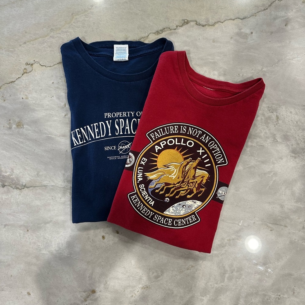 Kennedy Space, Center graphic tees, Crewneck Tee - Navy & Red Logo - Picture 2 of 7
